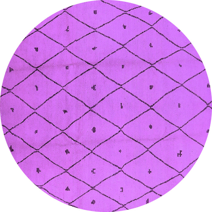 Round Machine Washable Solid Purple Modern Area Rugs, wshurb1214pur