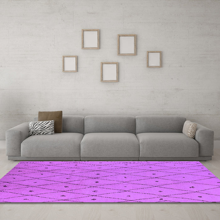 Machine Washable Solid Purple Modern Area Rugs in a Living Room, wshurb1214pur
