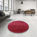 Round Mid-Century Modern Red Solid Rug in a Office, urb1215