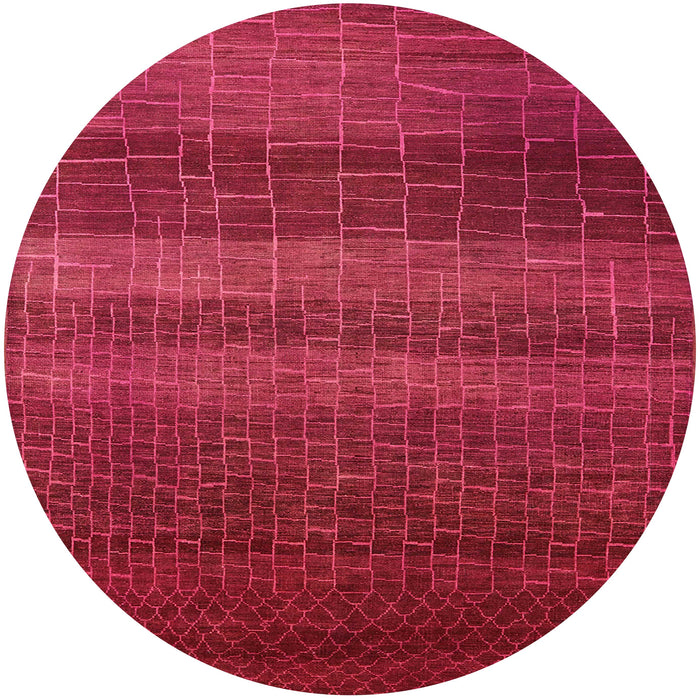 Round Mid-Century Modern Red Solid Rug, urb1215