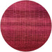 Round Mid-Century Modern Red Solid Rug, urb1215