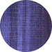 Round Solid Blue Modern Rug, urb1215blu