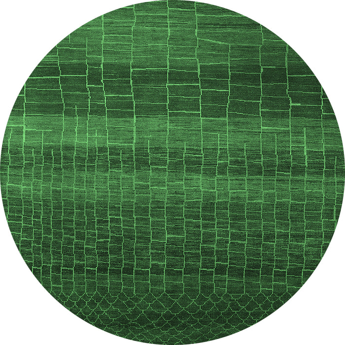 Round Machine Washable Solid Emerald Green Modern Area Rugs, wshurb1215emgrn