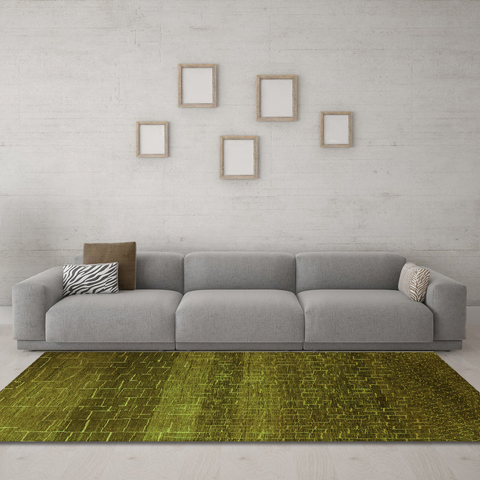Machine Washable Solid Green Modern Area Rugs in a Living Room,, wshurb1215grn