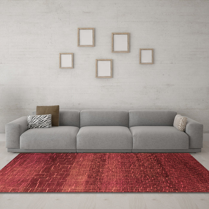 Machine Washable Solid Brown Modern Rug in a Living Room,, wshurb1215brn