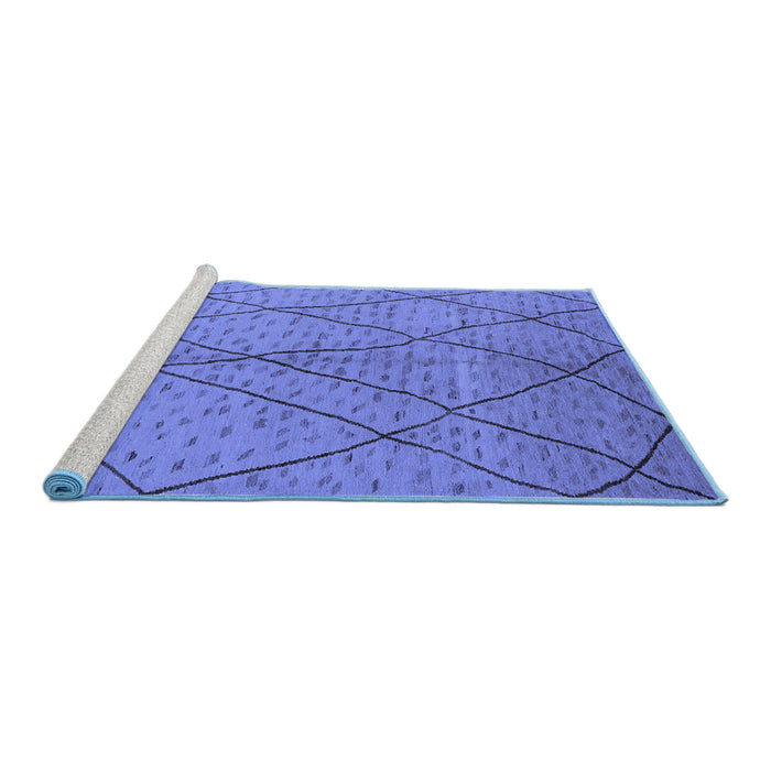 Sideview of Machine Washable Solid Blue Modern Rug, wshurb1216blu