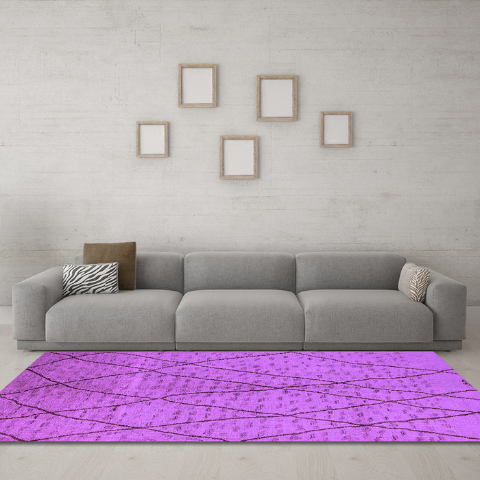 Machine Washable Solid Purple Modern Area Rugs in a Living Room, wshurb1216pur