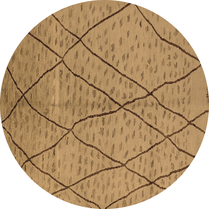 Round Machine Washable Solid Brown Modern Rug, wshurb1216brn