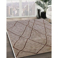 Mid-Century Modern Dark Almond Brown Solid Rug, urb1216