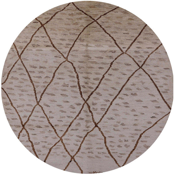 Round Machine Washable Industrial Modern Dark Almond Brown Rug, wshurb1216