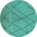 Round Solid Turquoise Modern Rug, urb1216turq