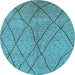 Round Machine Washable Solid Light Blue Modern Rug, wshurb1216lblu