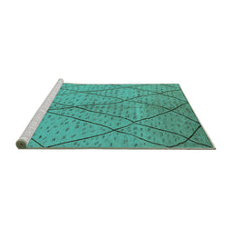 Sideview of Machine Washable Solid Turquoise Modern Area Rugs, wshurb1216turq