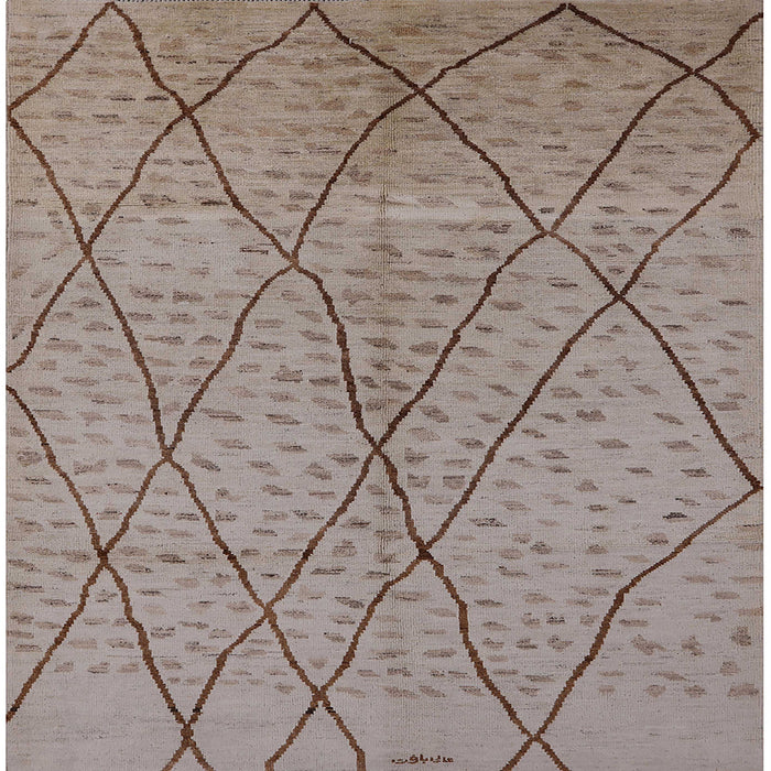 Square Mid-Century Modern Dark Almond Brown Solid Rug, urb1216