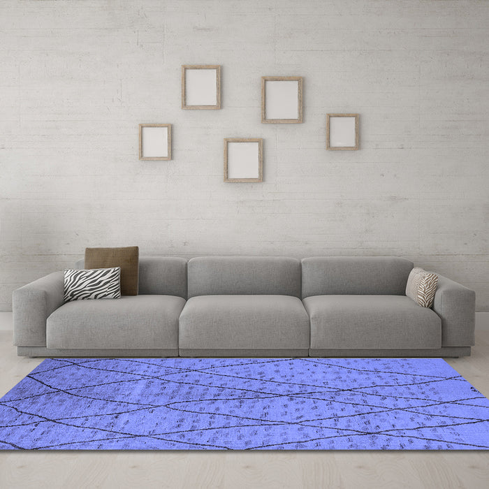 Machine Washable Solid Blue Modern Rug in a Living Room, wshurb1216blu