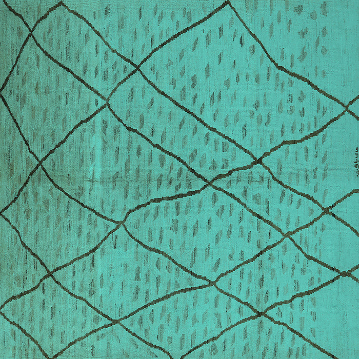 Square Solid Turquoise Modern Rug, urb1216turq