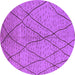 Round Machine Washable Solid Purple Modern Area Rugs, wshurb1216pur