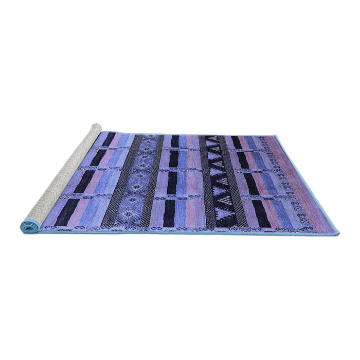 Sideview of Machine Washable Solid Blue Modern Rug, wshurb1217blu