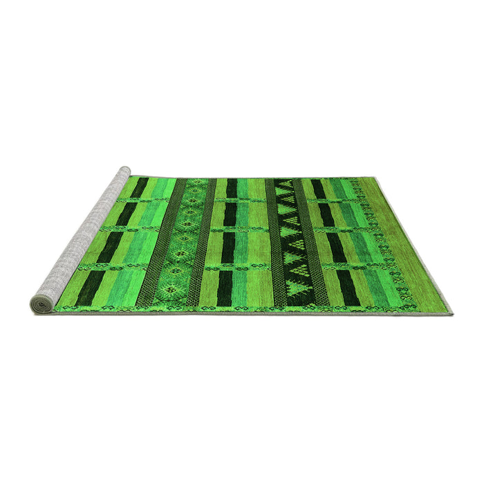 Sideview of Machine Washable Solid Green Modern Area Rugs, wshurb1217grn