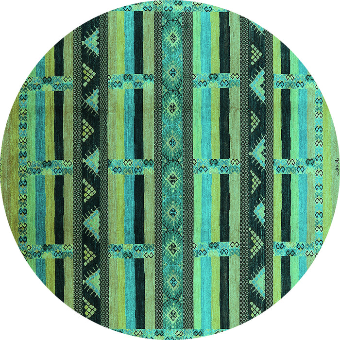Round Machine Washable Solid Turquoise Modern Area Rugs, wshurb1217turq