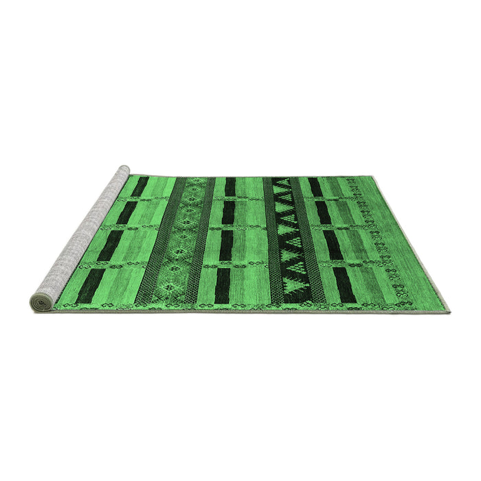 Sideview of Machine Washable Solid Emerald Green Modern Area Rugs, wshurb1217emgrn