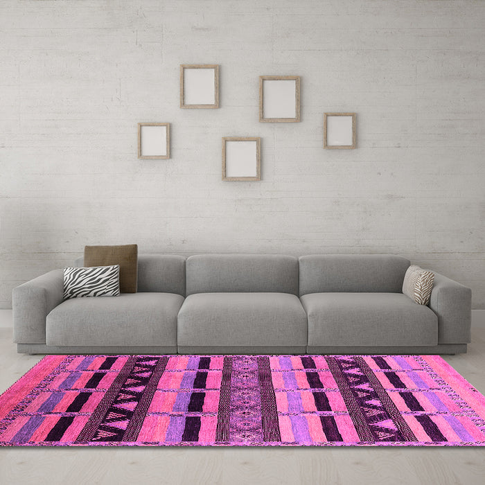 Machine Washable Solid Pink Modern Rug in a Living Room, wshurb1217pnk
