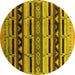 Round Solid Yellow Modern Rug, urb1217yw