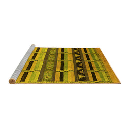 Sideview of Machine Washable Solid Yellow Modern Rug, wshurb1217yw