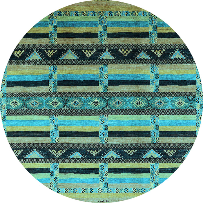 Round Solid Light Blue Modern Rug, urb1217lblu