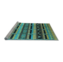 Sideview of Machine Washable Solid Light Blue Modern Rug, wshurb1217lblu