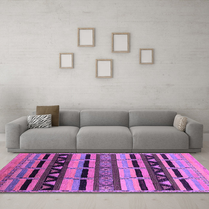 Machine Washable Solid Purple Modern Area Rugs in a Living Room, wshurb1217pur