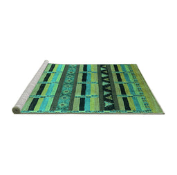 Sideview of Machine Washable Solid Turquoise Modern Area Rugs, wshurb1217turq
