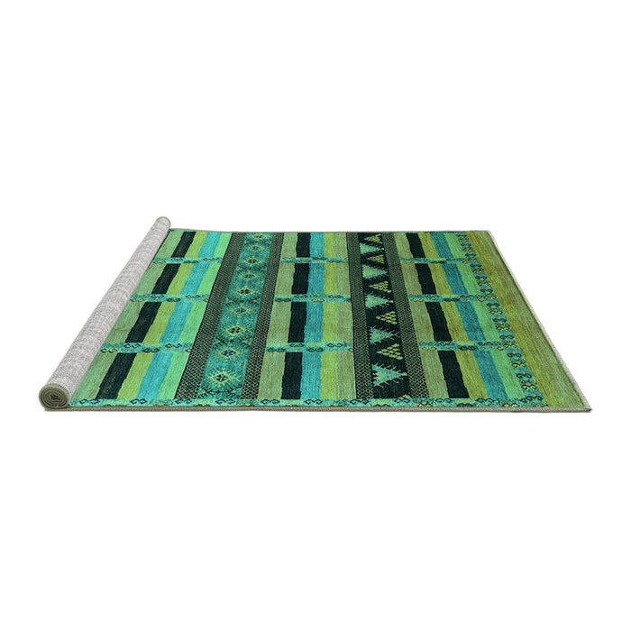 Sideview of Machine Washable Solid Turquoise Modern Area Rugs, wshurb1217turq