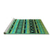 Sideview of Machine Washable Solid Turquoise Modern Area Rugs, wshurb1217turq