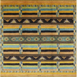 Square Machine Washable Industrial Modern Dark Brown Rug, wshurb1217