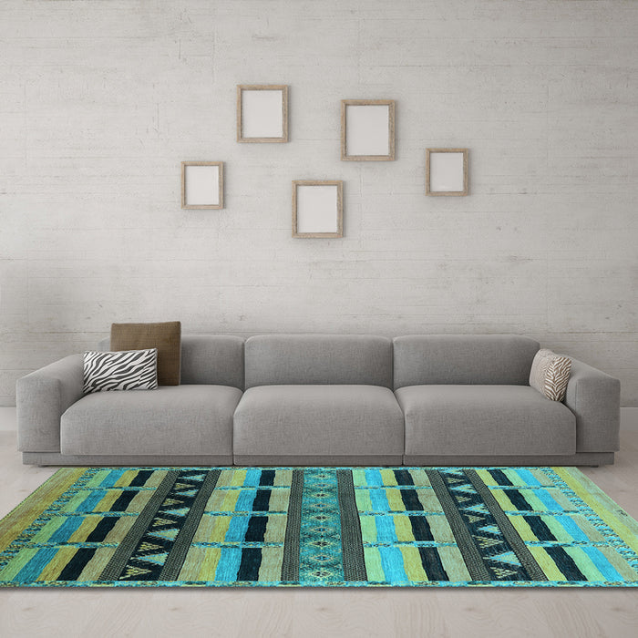 Machine Washable Solid Light Blue Modern Rug in a Living Room, wshurb1217lblu
