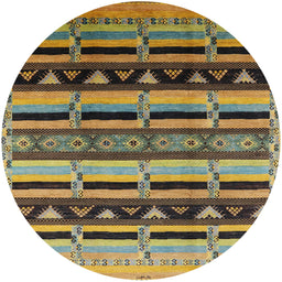 Round Machine Washable Industrial Modern Dark Brown Rug, wshurb1217