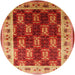 Round Mid-Century Modern Orange Oriental Rug, urb1218