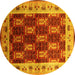 Round Oriental Yellow Traditional Rug, urb1218yw