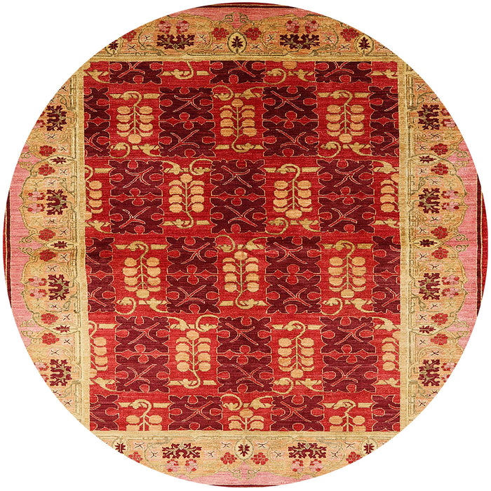 Round Machine Washable Industrial Modern Orange Rug, wshurb1218