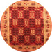 Round Oriental Orange Traditional Rug, urb1218org