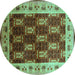 Round Oriental Turquoise Traditional Rug, urb1218turq