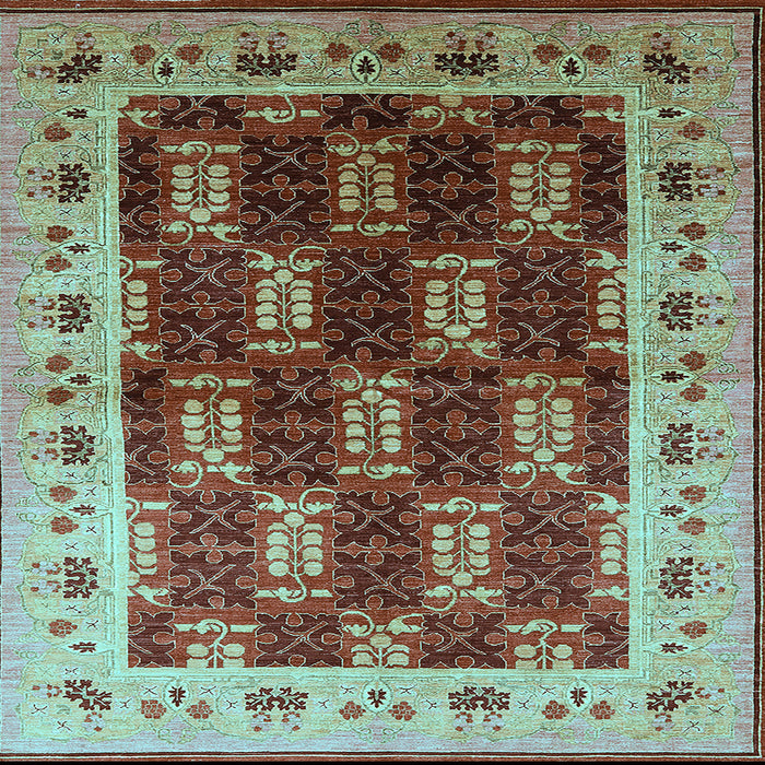 Square Machine Washable Oriental Light Blue Traditional Rug, wshurb1218lblu