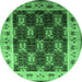 Round Oriental Emerald Green Traditional Rug, urb1218emgrn