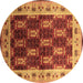 Round Oriental Brown Traditional Rug, urb1218brn