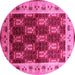 Round Oriental Pink Traditional Rug, urb1218pnk