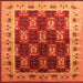 Square Machine Washable Oriental Orange Traditional Area Rugs, wshurb1218org