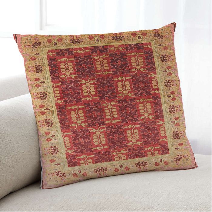 Lifestyle Image of Mid-Century Modern Urban Square Orange Throw Pillow, 18 inch by 18 inch, pwurb1218