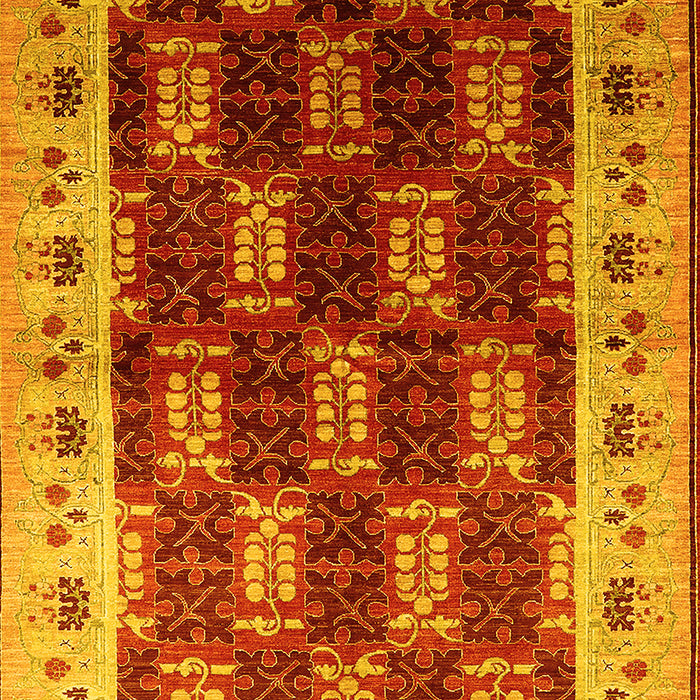 Machine Washable Oriental Yellow Traditional Rug, wshurb1218yw