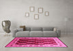 Machine Washable Oriental Pink Traditional Rug in a Living Room, wshurb1218pnk
